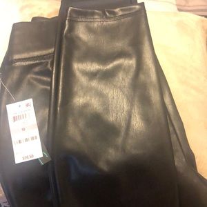 Faux black leather skinny pants
